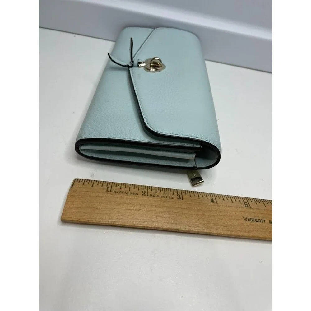 Kate Spade Marti Large Slim Flap Leather Wallet Blue Glow Gold Hardware